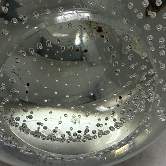 VTG Clear Art Glass Pear Paperweight Bullicante Controlled Bubbles Bolle Studio - Picture 6 of 8